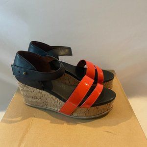Fiel Womens Martin Leather Patent Sandals NEW Size 7.5 Black Coral